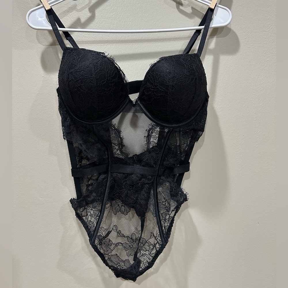 Victoria's Secret Black Lace Bodysuit